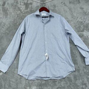 Calvin Klein Wrinkle-Free Mens Dress Shirt Regular Fit L Blue a1455